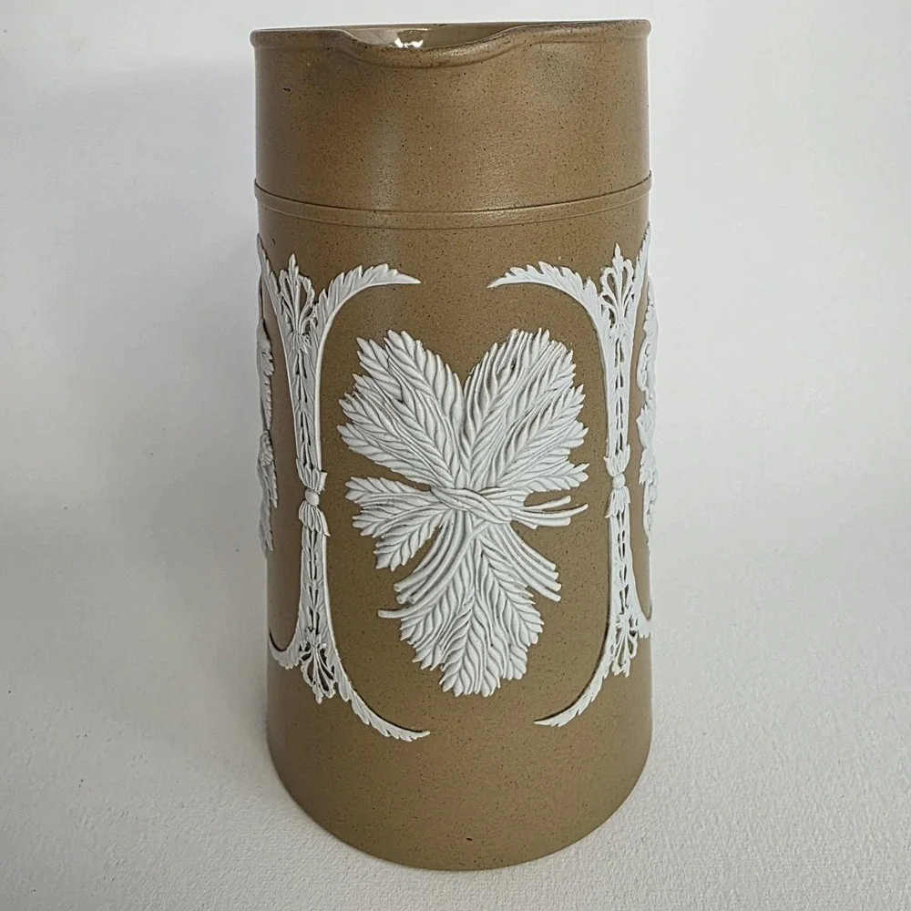 Antique England Dudson 19th Century Brown Jasperware‎ Pitcher # 996 Neoclassical